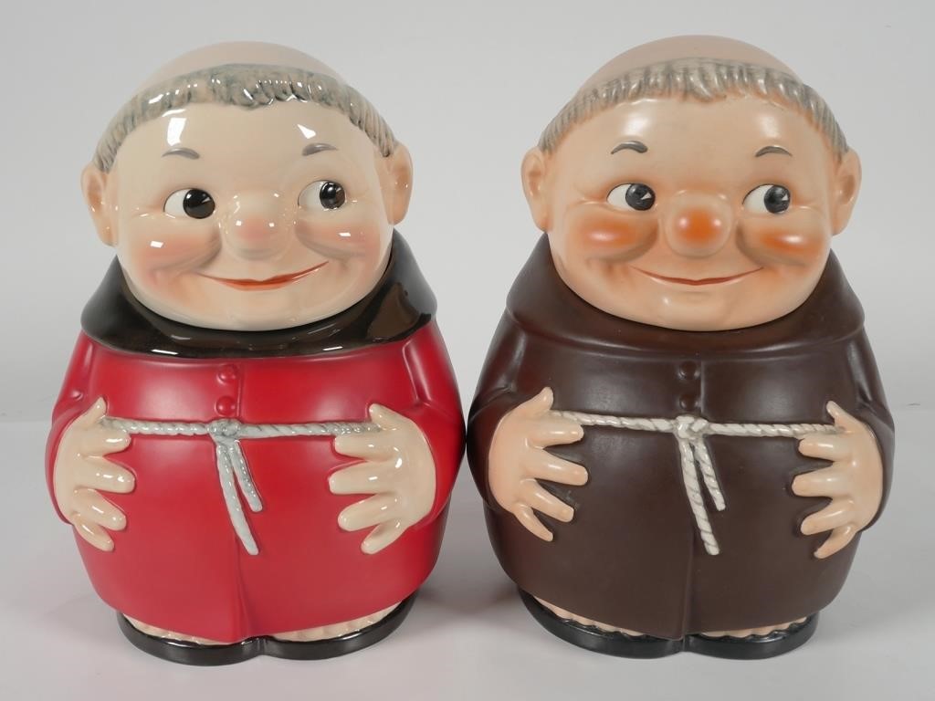 (2) VINTAGE COOKIE JARS FRIAR & CARDINAL