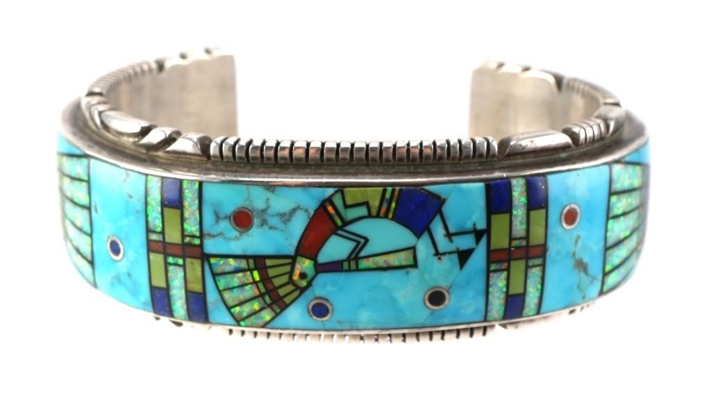 STERLING KOKOPELLI TURQUOISE INLAY 364590