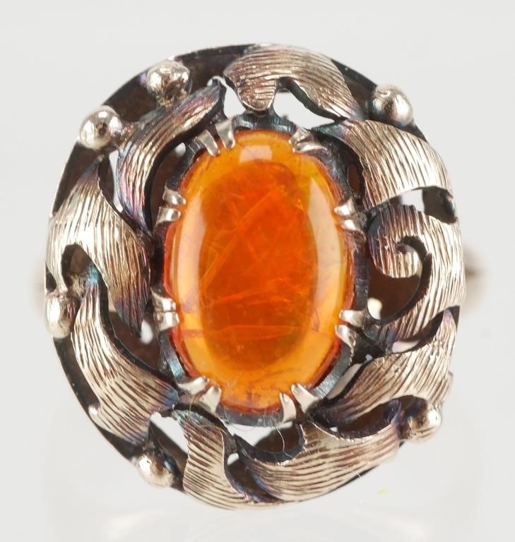 14K GOLD AND AMBER CABOCHON RING14K 36459d