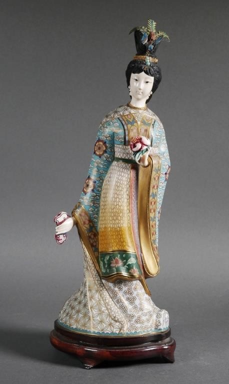 CHINESE CLOISONNE WOMAN FIGURECloisonne