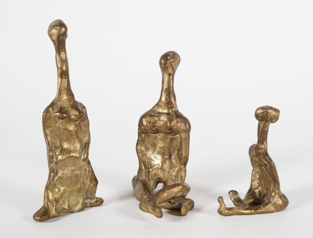  3 BRONZE FIGURES SIGNED ILLEGIBLYThree 3645e2