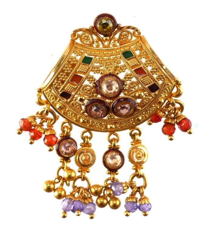 22K GOLD ENAMEL GEMSTONE NECKLACE