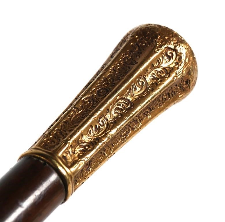 ANTIQUE VICTORIAN GOLD HANDLE WALKING 364609