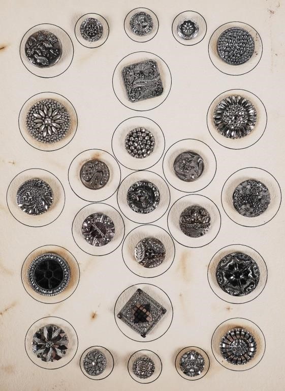 COLLECTION OF ANTIQUE SILVER GLASS BUTTONSCollection