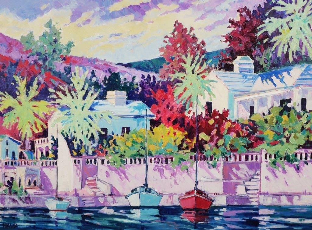 KEN HAWK, OIL ON CANVAS, TROPICAL MARINALarge