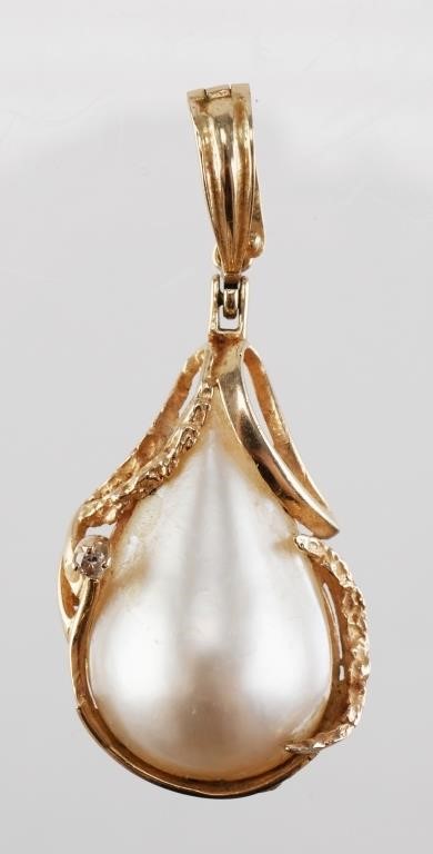 14K GOLD MABE PEARL PENDANTTeardrop 3646af