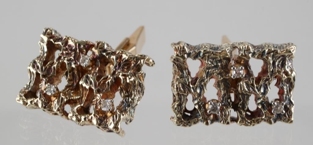 VINTAGE 14K GOLD NUGGET DIAMONDS