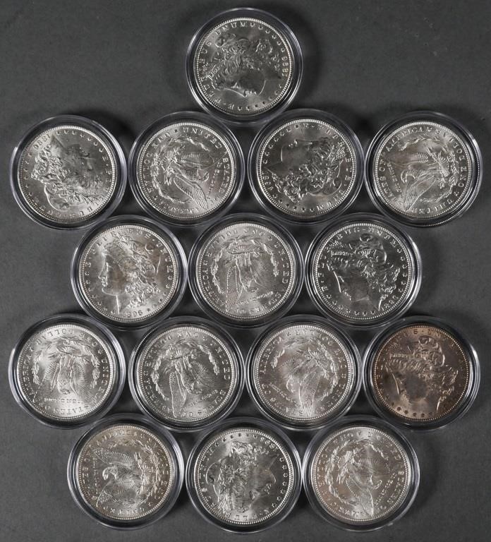 (15) BU 1896 P MORGAN SILVER DOLLARS