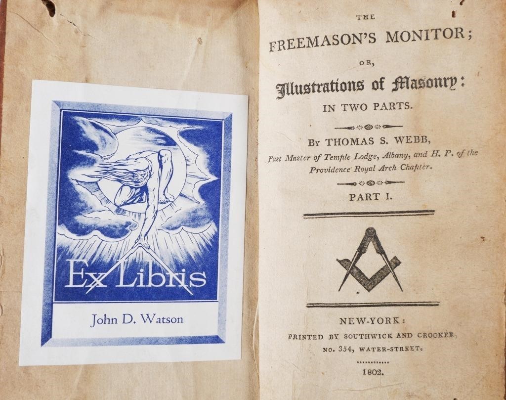 BOOK: FREEMASONS MONITOR, WEBB, 1802The