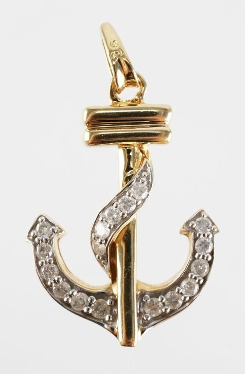 14K GOLD DIAMOND ANCHOR PENDANT14K 364711