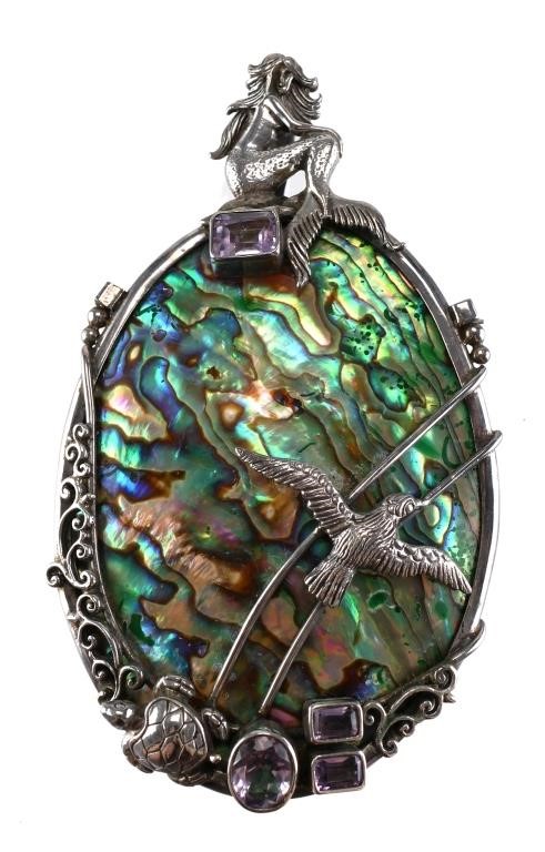 LARGE STERLING ABALONE SHELL MERMAID 364712