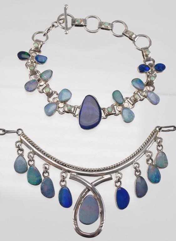 STERLING SILVER OPAL NECKLACE AND