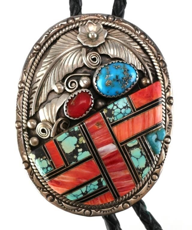 STERLING TURQUOISE CORAL INLAY