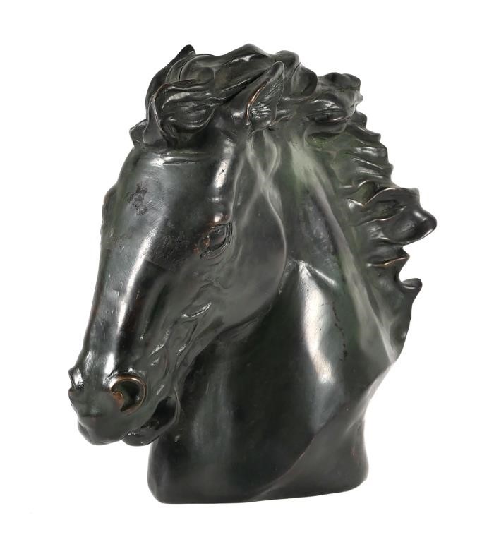 HORSE HEAD BRONZE SCULPTUREBronze