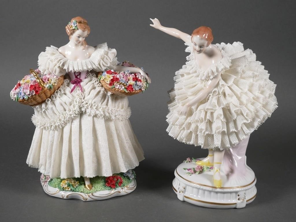 (2) SITZENDORF DRESDEN PORCELAIN LACE