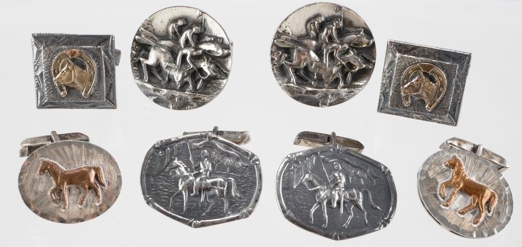  4 PAIR STERLING HORSE EQUESTRIAN 364738