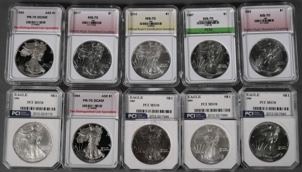 LOT OF 10 SILVER EAGLE COINSLot 364733