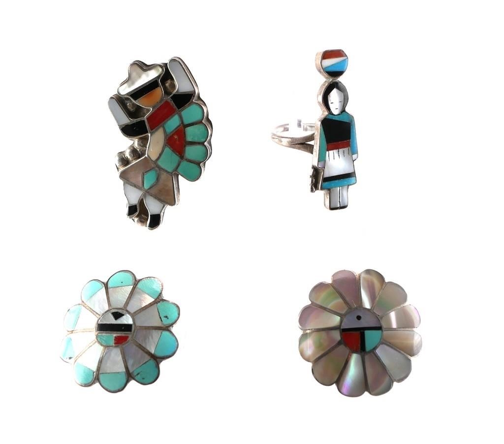  4 NATIVE AMERICAN STERLING TURQUOISE 364789