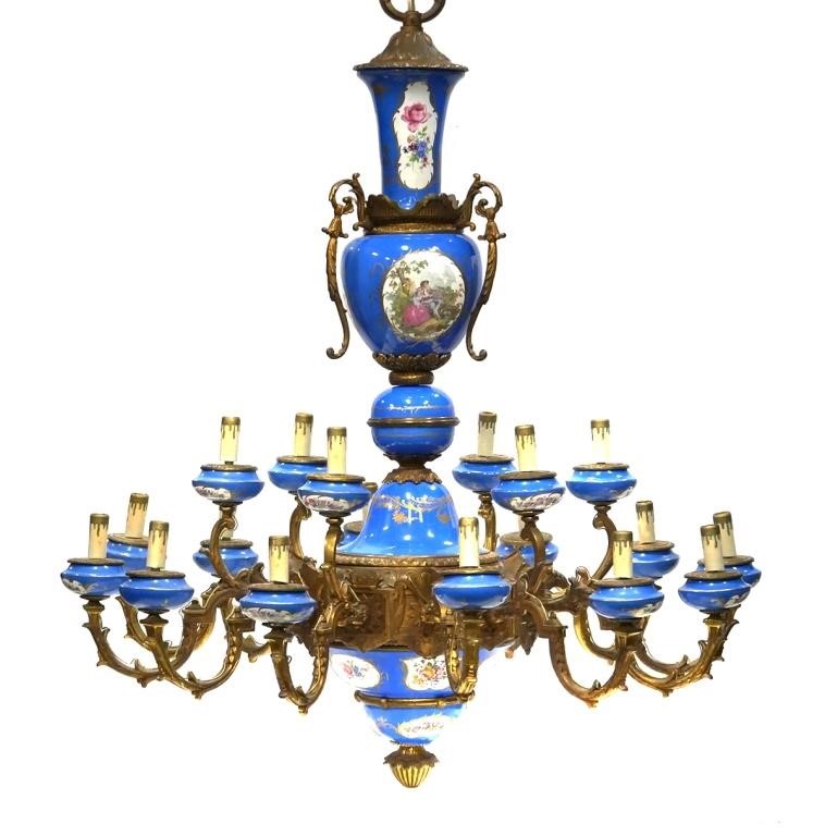 ANTIQUE SEVRES FRENCH 18 LIGHT 364782