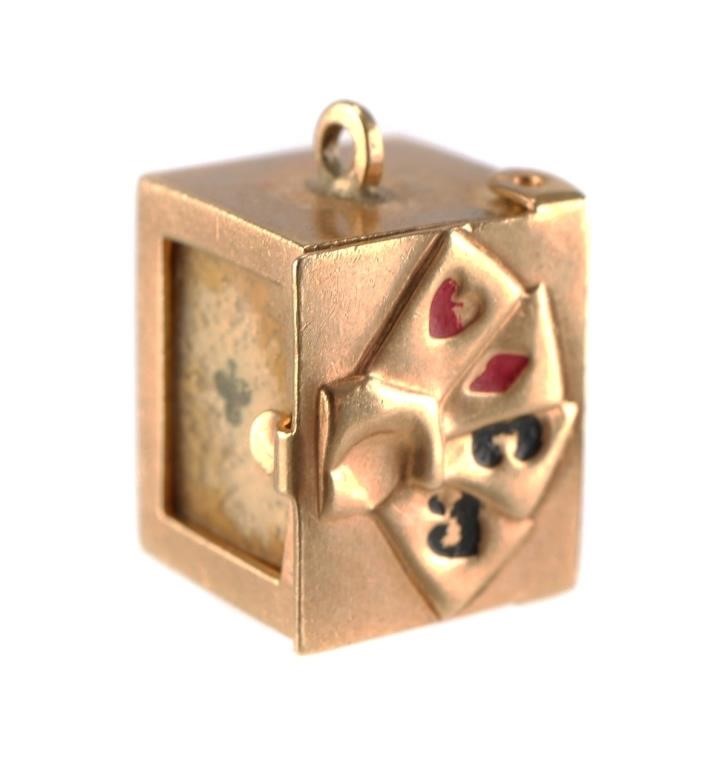 14K GOLD BOX OF CARDS CHARM14k