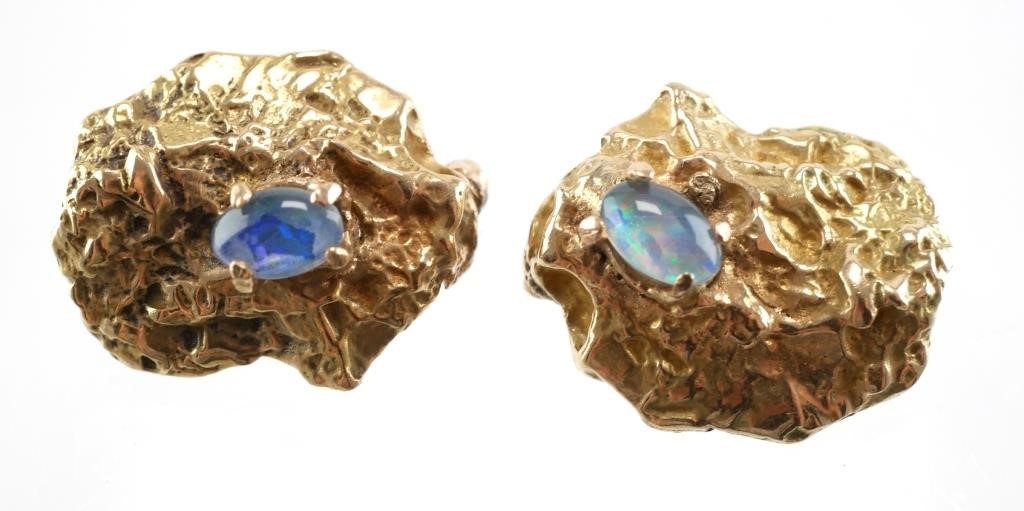  2 18K GOLD NUGGET AND OPAL BROOCH 3647a1