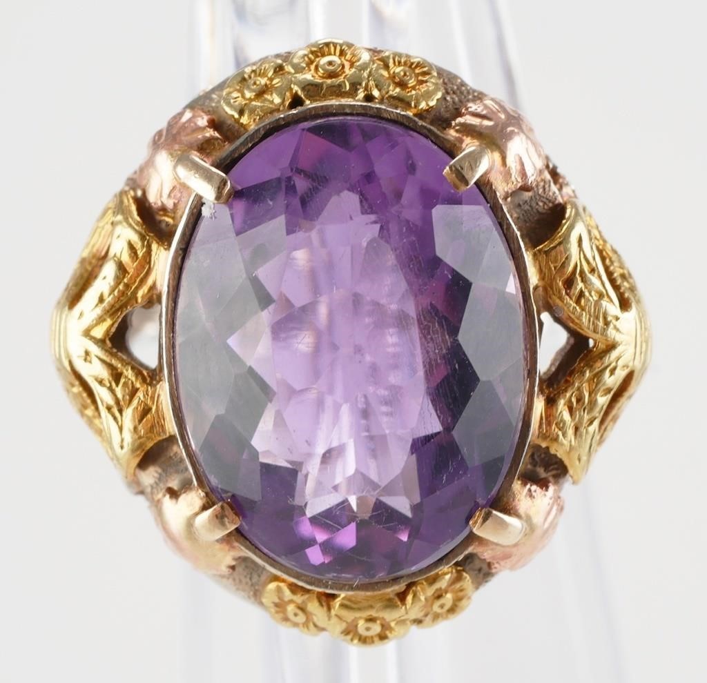 14K TRI COLOR AMETHYST SOLITAIRE 3647de