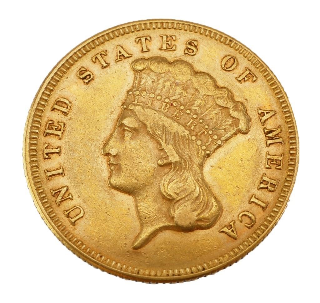 1874 U.S. $3 GOLD COIN THREE DOLLAR