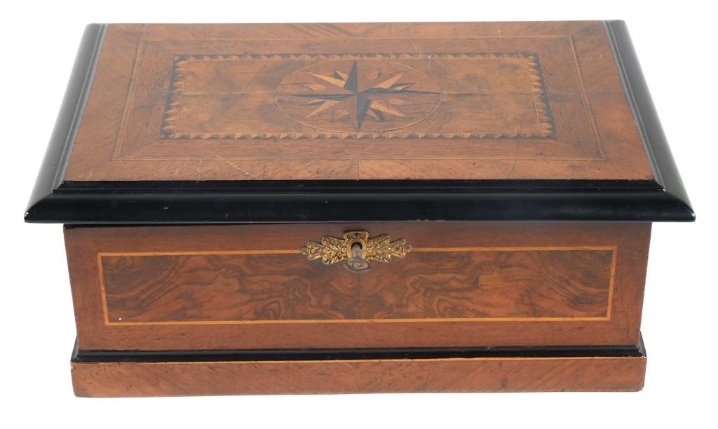 ORNATE WOOD BOX MARQUETRY BURL 364860