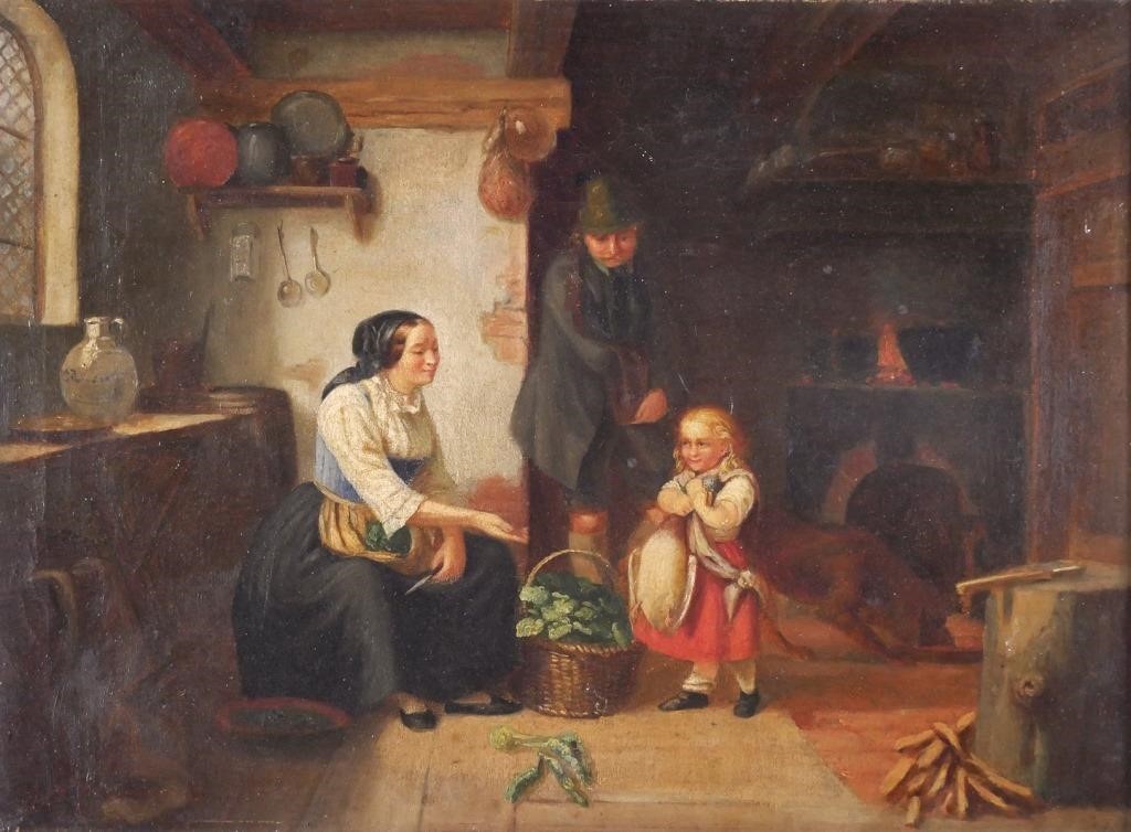 19TH CENTURY GENRE PAINTING O CAntique  364869