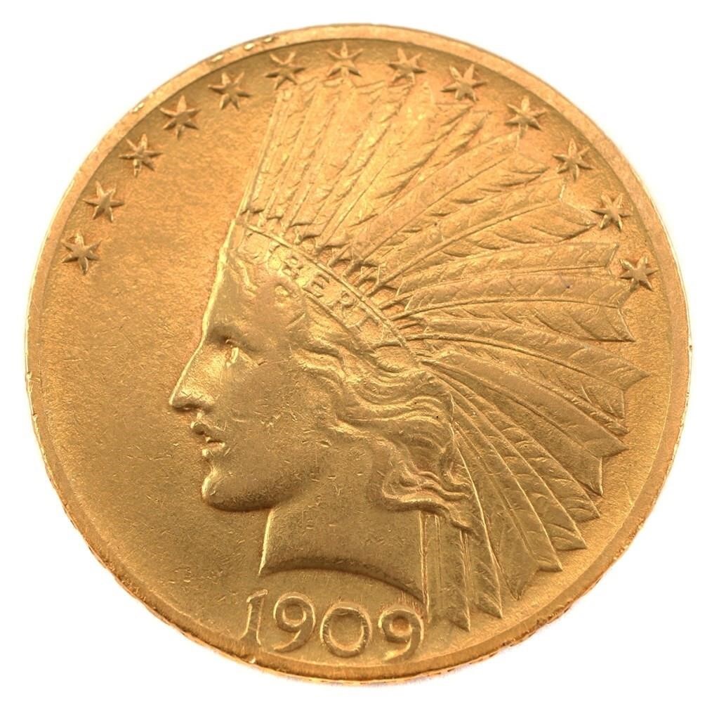 1909 US INDIAN HEAD $10 GOLD COIN1909