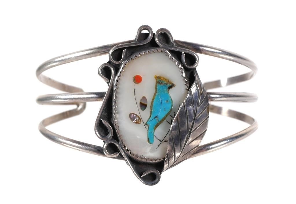 STERLING TURQUOISE CORAL INLAY