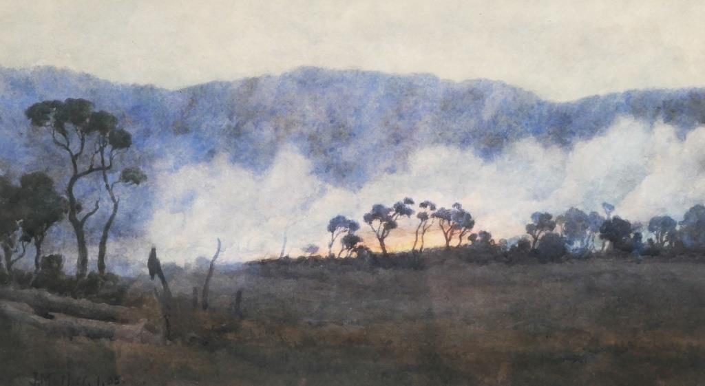 JOHN MATHER, WC, BUSHFIREWatercolor