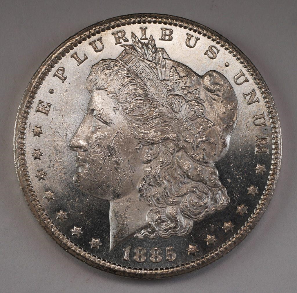 1885 CC US MORGAN PL SILVER DOLLAR $11885