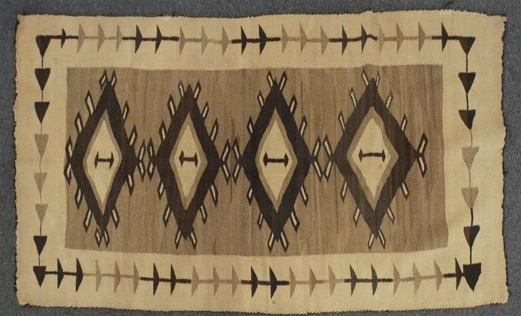 NAVAJO TWO GREY HILLS WEAVING RUGNatural