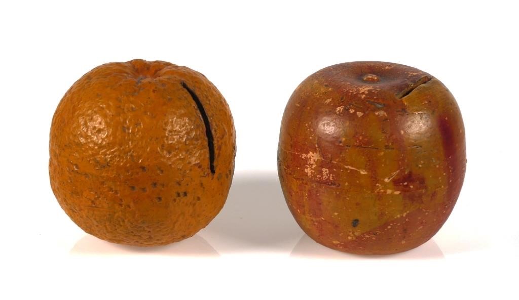 ANTIQUE REDWARE APPLE & ORANGE