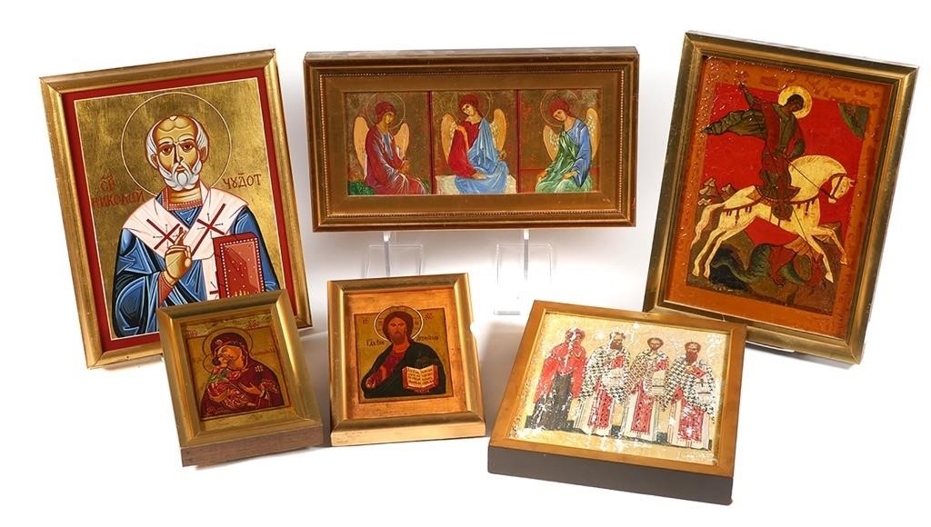 (8) RUSSIAN ICONS, HAND PAINTEDGroup