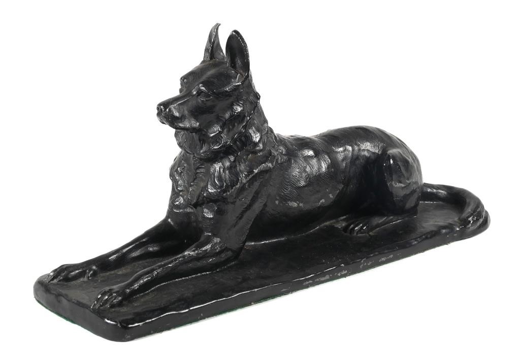 MIXED METAL CAST SCULPTURE GERMAN SHEPHERDMixed