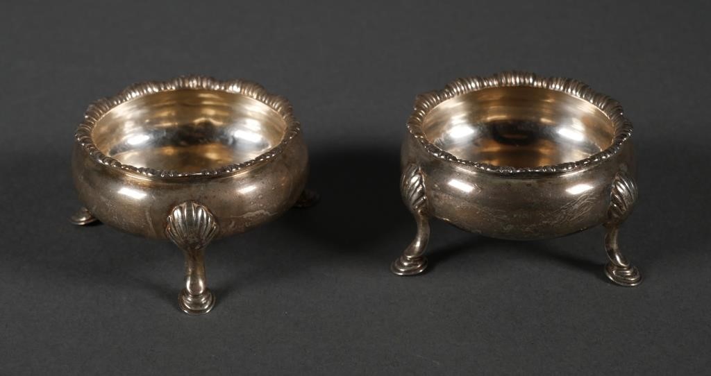 ANTIQUE PAIR ENGLISH STERLING SALT