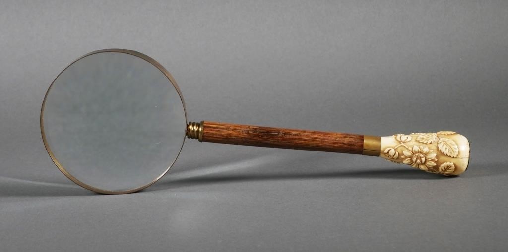 CARVED IVORY GOLD HANDLE MAGNIFYING 364988