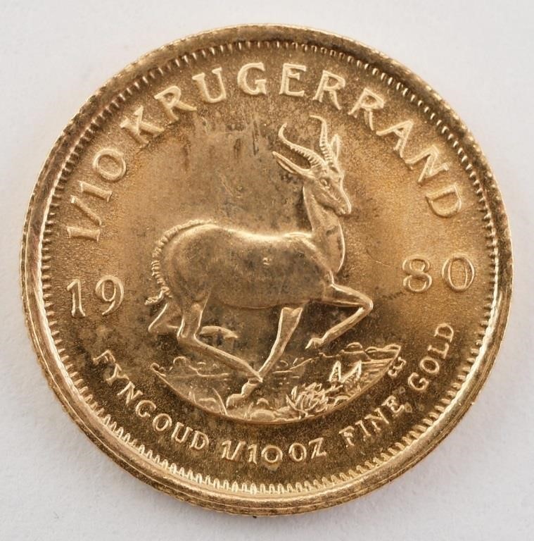 1980 SOUTH AFRICA 1/10 OUNCE GOLD