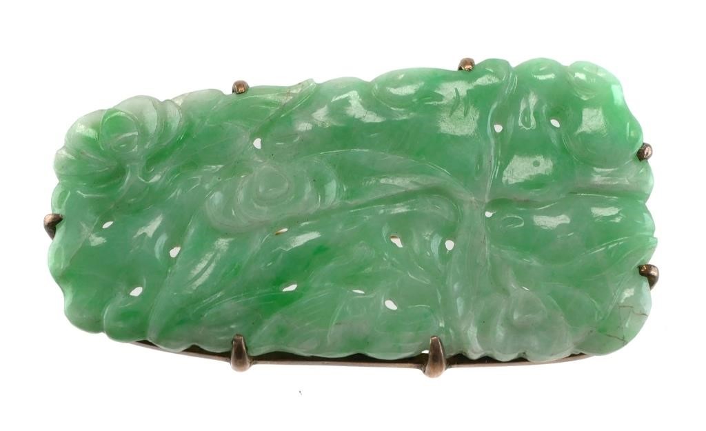 CHINESE CARVED JADE AND STERLING 3649bc