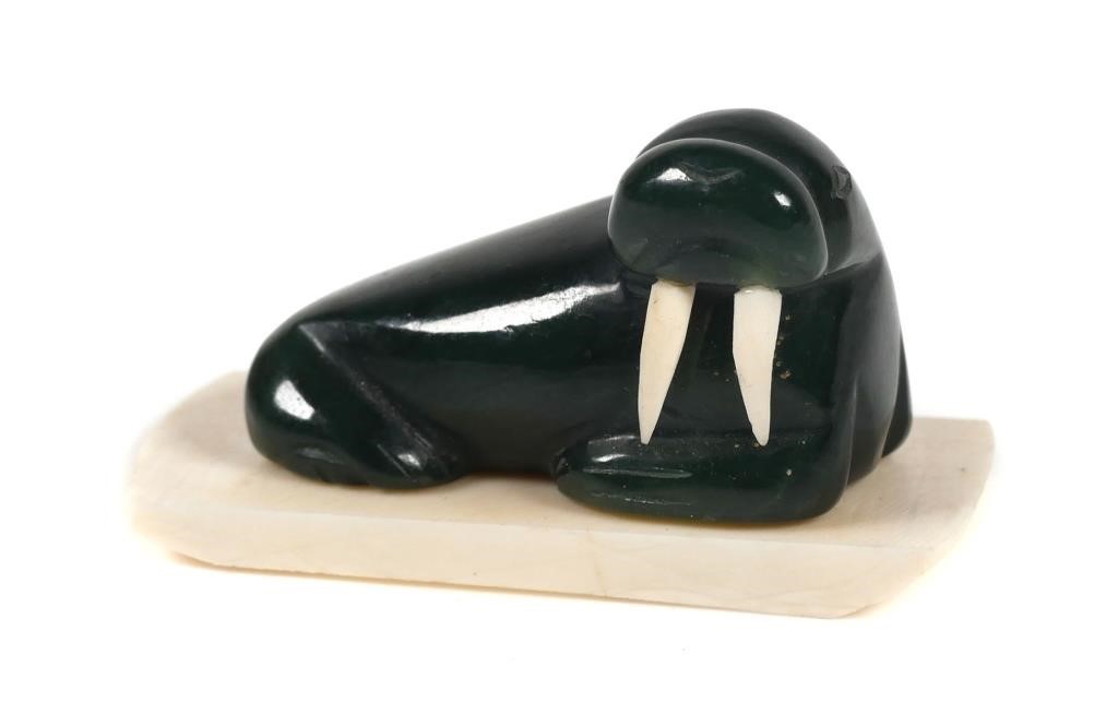 INUIT ESKIMO CARVING WALRUS SCULPTURE