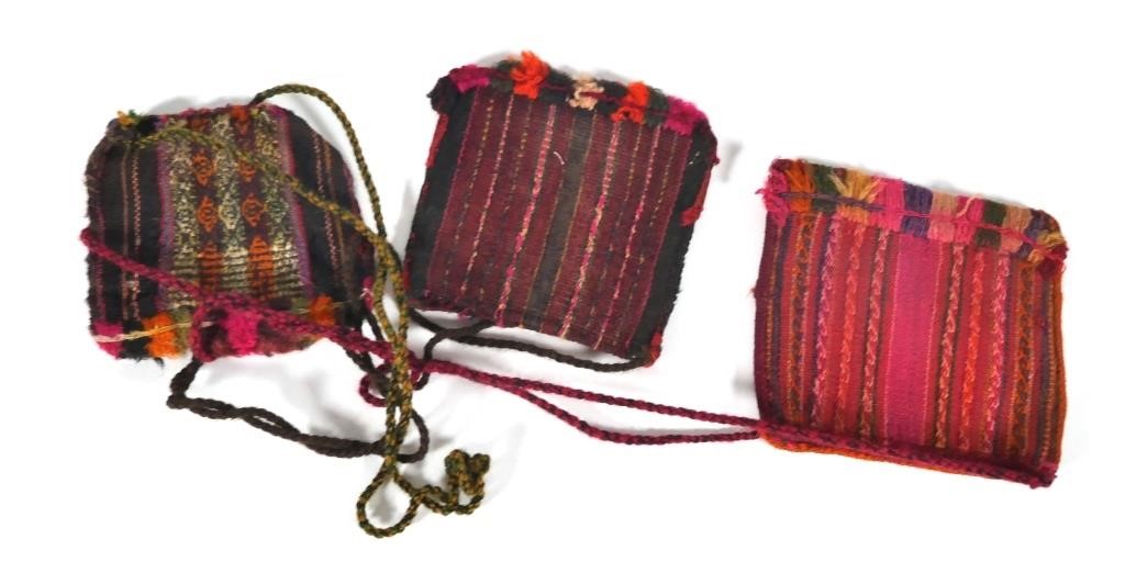 (3) BOLIVIAN COCA LEAF POUCH CH'USPA