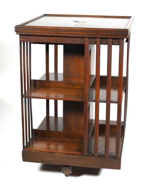 ANTIQUE MISSION REVOLVING OAK BOOKCASEAntique