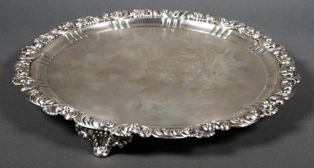 GEORGIAN STERLING FOOTED SALVER