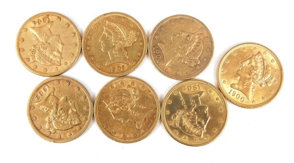 7 U.S. GOLD $5 HALF EAGLE COINS7