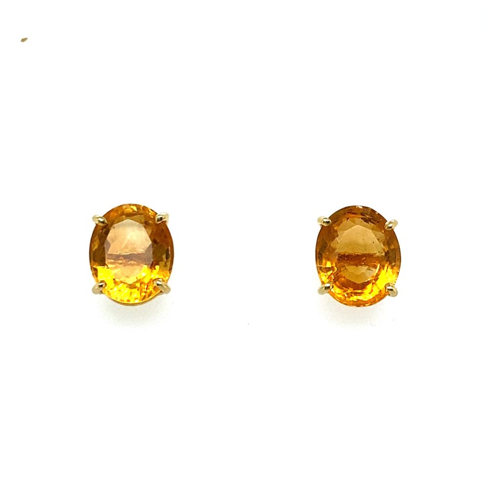 14K YG OVAL CITRINE STUD EARRINGS14K