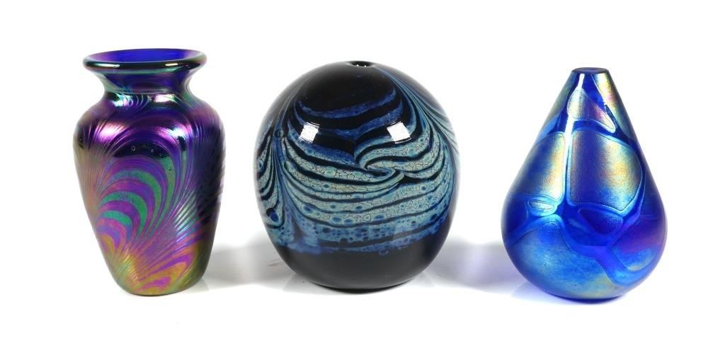 (3) HAND BLOWN STUDIO ART GLASS