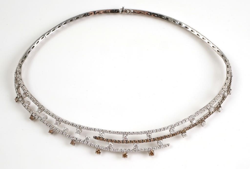 18K WHITE GOLD DIAMOND TRIPLE CHOKER 364bef