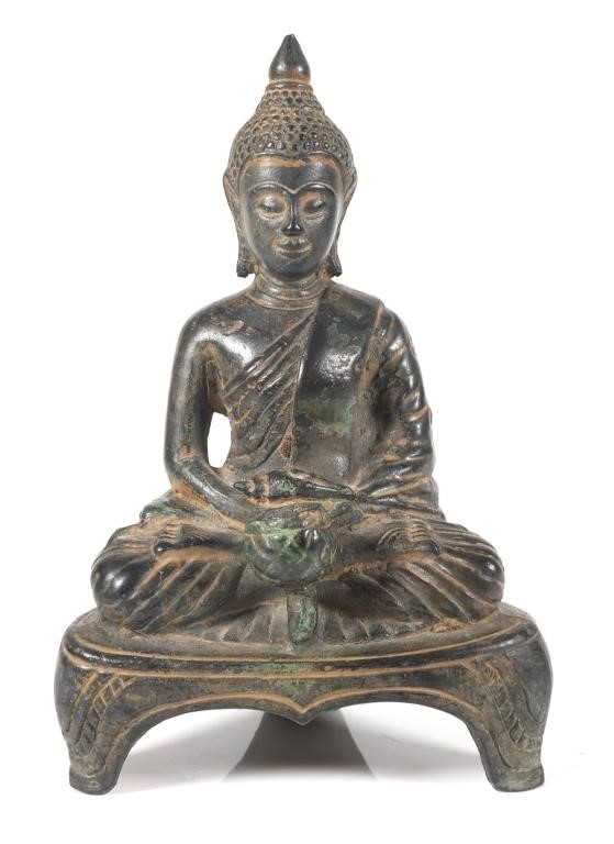 ORIENTAL BRONZE SEATED BUDDHA INCENSE